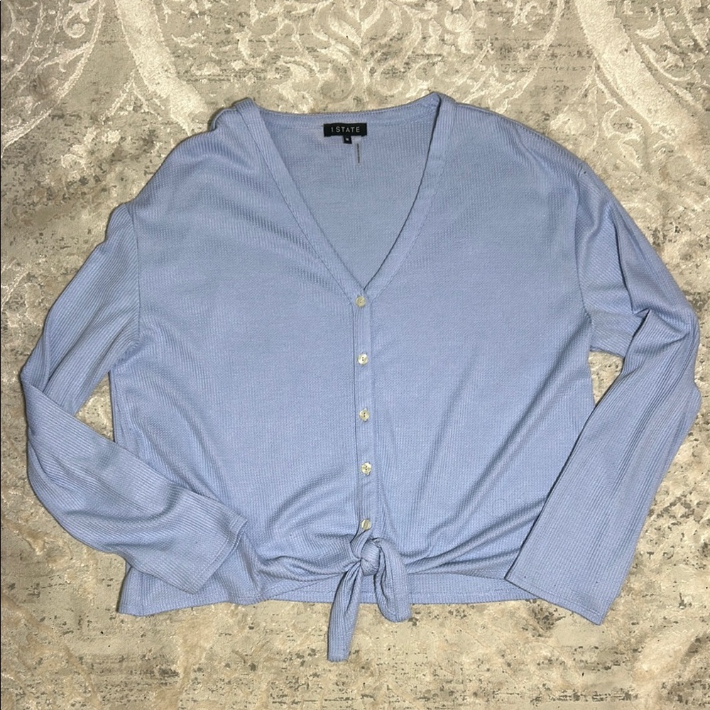 NWOT 1. State Periwinkle Blue Button-Up Top